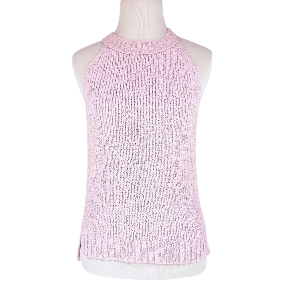J. CREW High-Neck Halter Sweater Tank in Frosty Lavender Petal Pink Size XS